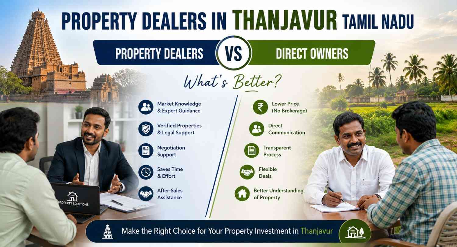 Property Dealers in Thanjavur Tamil Nadu vs Direct Owners: What’s Better?